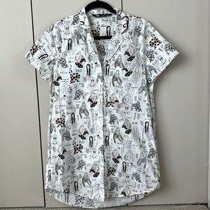Zara | Mini Shirtdress w/ Black White Graphic Cartoon Design